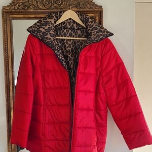 Chico's Red Reversible Puffer Jacket